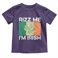 Funny St Patrick's Day Rizz Me I'm Irish Toddler T Shirt Shamrock Ireland Flag