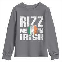 Funny Rizz Me I'm Irish Youth Sweatshirt St Patrick's Day Vintage Ireland Flag