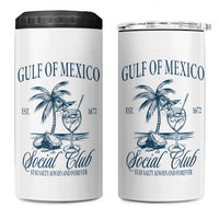 Funny Gulf Of Mexico Social Club Stay Salty Always And Forever 4 in 1 Can Cooler Tumbler Coconut Tree Cocktail