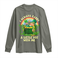 Funny St Patrick's Day Cannabis Weed Long Sleeve Shirt I Always Carry A Little Pot Leprechaun