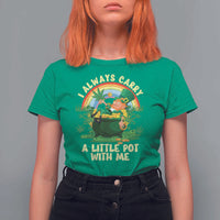 Funny St Patrick's Day Cannabis Weed T Shirt For Women I Always Carry A Little Pot Leprechaun