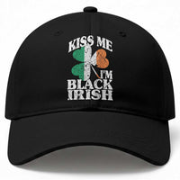 Funny Kiss Me I'm Black Irish Baseball Cap St Patrick's Day Vintage Shamrock