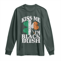Funny Kiss Me I'm Black Irish Long Sleeve Shirt St Patrick's Day Vintage Shamrock