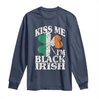 Funny Kiss Me I'm Black Irish Long Sleeve Shirt St Patrick's Day Vintage Shamrock