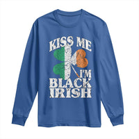 Funny Kiss Me I'm Black Irish Long Sleeve Shirt St Patrick's Day Vintage Shamrock