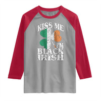 Funny Kiss Me I'm Black Irish Raglan Shirt St Patrick's Day Vintage Shamrock