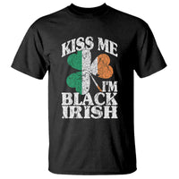 Funny Kiss Me I'm Black Irish T Shirt St Patrick's Day Vintage Shamrock