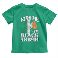 Funny Kiss Me I'm Black Irish Toddler T Shirt St Patrick's Day Vintage Shamrock