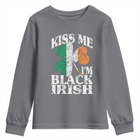 Funny Kiss Me I'm Black Irish Youth Sweatshirt St Patrick's Day Vintage Shamrock