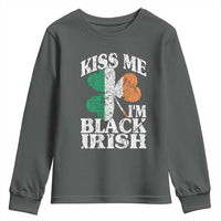 Funny Kiss Me I'm Black Irish Youth Sweatshirt St Patrick's Day Vintage Shamrock