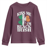 Funny Kiss Me I'm Black Irish Youth Sweatshirt St Patrick's Day Vintage Shamrock