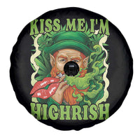 Funny St Patrick's Day Cannabis Weed Spare Tire Cover Kiss Me I'm Highrish Leprechaun