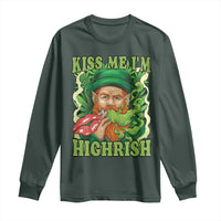 Funny St Patrick's Day Cannabis Weed Long Sleeve Shirt Kiss Me I'm Highrish Leprechaun