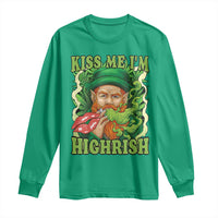 Funny St Patrick's Day Cannabis Weed Long Sleeve Shirt Kiss Me I'm Highrish Leprechaun