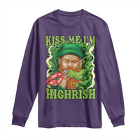 Funny St Patrick's Day Cannabis Weed Long Sleeve Shirt Kiss Me I'm Highrish Leprechaun