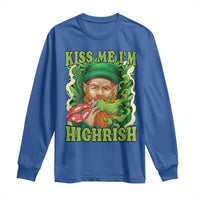 Funny St Patrick's Day Cannabis Weed Long Sleeve Shirt Kiss Me I'm Highrish Leprechaun