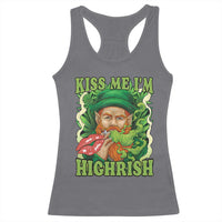 Funny St Patrick's Day Cannabis Weed Racerback Tank Top Kiss Me I'm Highrish Leprechaun