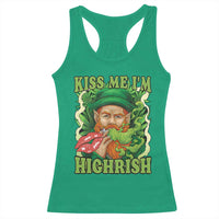 Funny St Patrick's Day Cannabis Weed Racerback Tank Top Kiss Me I'm Highrish Leprechaun