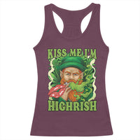 Funny St Patrick's Day Cannabis Weed Racerback Tank Top Kiss Me I'm Highrish Leprechaun