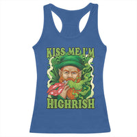 Funny St Patrick's Day Cannabis Weed Racerback Tank Top Kiss Me I'm Highrish Leprechaun