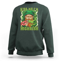 Funny St Patrick's Day Cannabis Weed Sweatshirt Kiss Me I'm Highrish Leprechaun