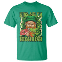 Funny St Patrick's Day Cannabis Weed T Shirt Kiss Me I'm Highrish Leprechaun