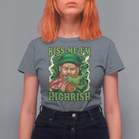 Funny St Patrick's Day Cannabis Weed T Shirt For Women Kiss Me I'm Highrish Leprechaun
