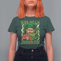 Funny St Patrick's Day Cannabis Weed T Shirt For Women Kiss Me I'm Highrish Leprechaun