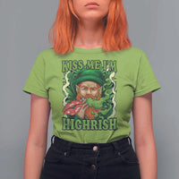 Funny St Patrick's Day Cannabis Weed T Shirt For Women Kiss Me I'm Highrish Leprechaun