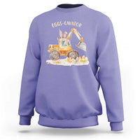 Funny Easter Day Excavator Sweatshirt Eggs-Cavator Bunny Construction Trucks