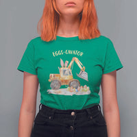Funny Easter Day Excavator T Shirt For Women Eggs-Cavator Bunny Construction Trucks