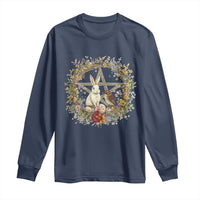 Ostara Blessing Pagan Eostre Easter Day Long Sleeve Shirt Rabbit Bird Wiccan Pentagram