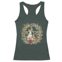 Ostara Blessing Pagan Eostre Easter Day Racerback Tank Top Rabbit Bird Wiccan Pentagram
