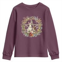 Ostara Blessing Pagan Eostre Easter Day Youth Sweatshirt Rabbit Bird Wiccan Pentagram