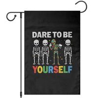 Autism Awareness 67 Garden Flag Dare To Be Yourself Six Seven Autism Skeleton