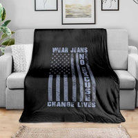 Denim Day Awareness Throw Blanket Wear Jeans No Excuse Change Lives Vintage American Flag