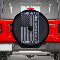 Denim Day Awareness Spare Tire Cover Wear Jeans No Excuse Change Lives Vintage American Flag