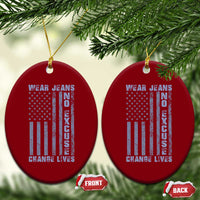 Denim Day Awareness Ceramic Ornament Wear Jeans No Excuse Change Lives Vintage American Flag