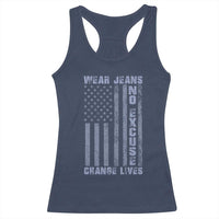 Denim Day Awareness Racerback Tank Top Wear Jeans No Excuse Change Lives Vintage American Flag