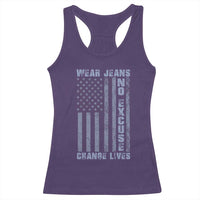 Denim Day Awareness Racerback Tank Top Wear Jeans No Excuse Change Lives Vintage American Flag