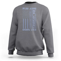 Denim Day Awareness Sweatshirt Wear Jeans No Excuse Change Lives Vintage American Flag