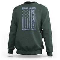 Denim Day Awareness Sweatshirt Wear Jeans No Excuse Change Lives Vintage American Flag