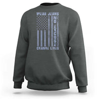 Denim Day Awareness Sweatshirt Wear Jeans No Excuse Change Lives Vintage American Flag