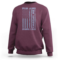 Denim Day Awareness Sweatshirt Wear Jeans No Excuse Change Lives Vintage American Flag