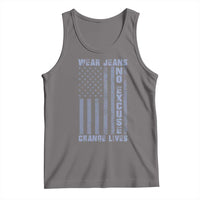 Denim Day Awareness Tank Top Wear Jeans No Excuse Change Lives Vintage American Flag