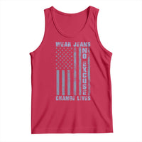 Denim Day Awareness Tank Top Wear Jeans No Excuse Change Lives Vintage American Flag