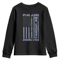 Denim Day Awareness Youth Sweatshirt Wear Jeans No Excuse Change Lives Vintage American Flag