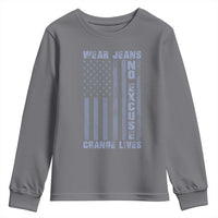 Denim Day Awareness Youth Sweatshirt Wear Jeans No Excuse Change Lives Vintage American Flag
