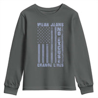 Denim Day Awareness Youth Sweatshirt Wear Jeans No Excuse Change Lives Vintage American Flag