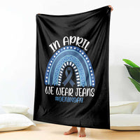 Denim Day Awareness Throw Blanket In April We Wear Jeans Rainbow